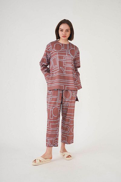 Mevra Patterned Trousers Brown