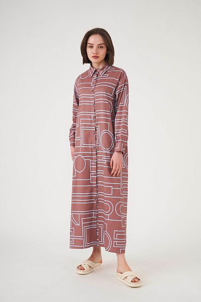 Mevra Patterned Shirt Dress Brown Indigo