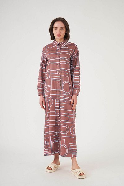 Mevra Patterned Shirt Dress Brown Indigo