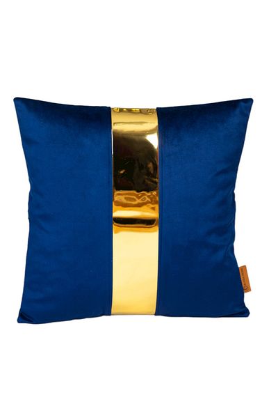 Rayda Home Husă de pernă decorativă din piele, albastru și auriu, Luna