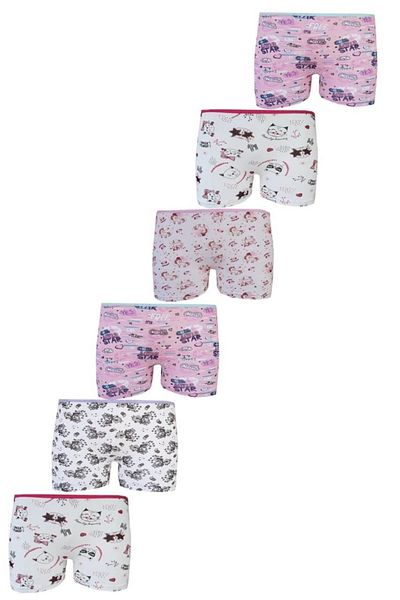 Tutku 0181 Elestan Printed Girls' Boxer Shorts Σετ 6 τεμαχίων