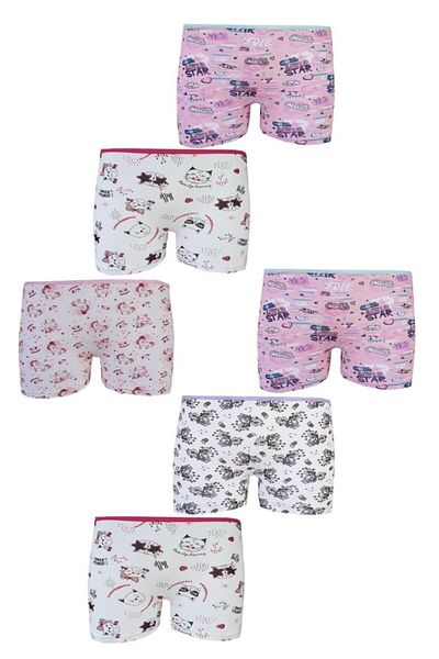 Tutku 0181 Elestan Printed Girls' Boxer Shorts Σετ 6 τεμαχίων