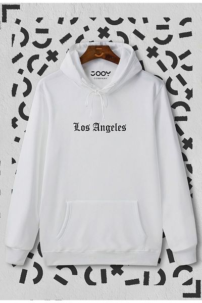 Jooy Company Λευκό Los Angeles Letter με κουκούλα φούτερ με κουκούλα