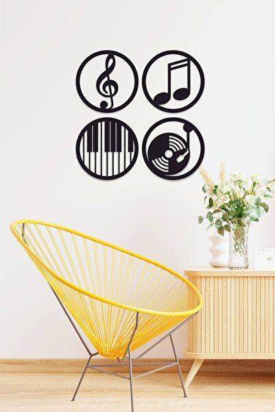 UNT Διακοσμητικός Ξύλινος Πίνακας 4 τεμαχίων με Μουσικό Θέμα, Διακόσμηση Τοίχου