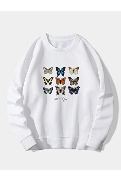 Deocept Hanorac cu 3 fire pentru damă, alb, sălbatic și liber cu imprimeu fluture