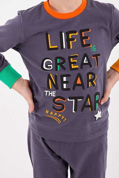 Rolypoly Life Great Near Star Anthracite Boy's μακρυμάνικο κοστούμι πιτζάμα