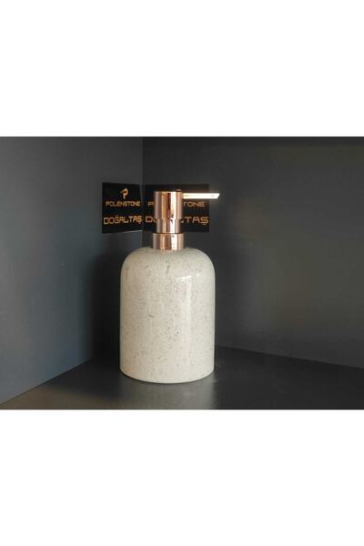 Polen Stone Bej Mermer Sıvı Sabunluk Rose Gold Pompalı