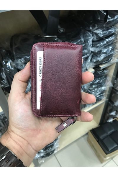LUCCACCI New Claret Red Accordion Card Holder and Money Portfolio - Genuine Leather