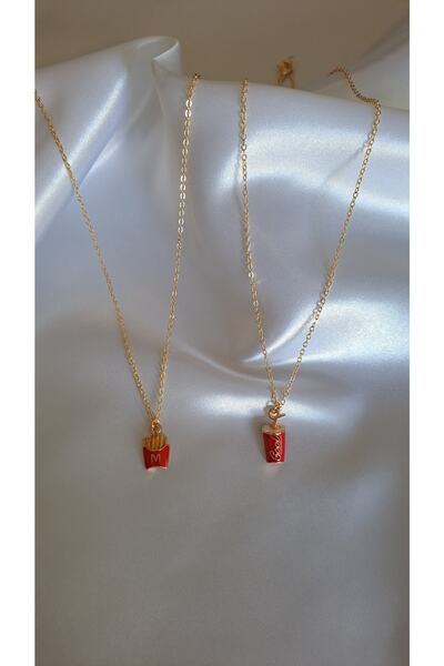 SOUL BY A&B 2li Bff Kolye Arkadaş Sevgili Arkadaşlık Kolyesi Kola Patates Kızartması