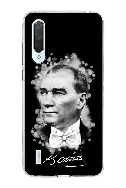 PrintiFy Xiaomi Mi 9 Lite Uyumlu Kapak Atatürk Tasarımlı Şeffaf Silikon Kılıf