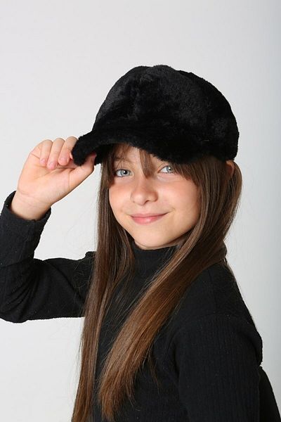 Fertile Black Plush Cap Hat for Girl - Frt454