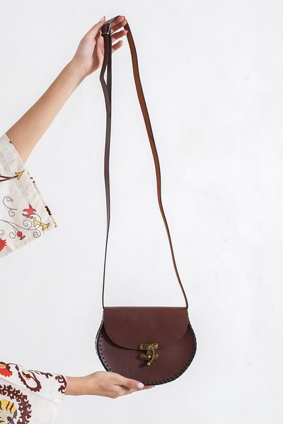 AuthenticSandals Genuine Leather Brown Women's Bag - 11001 - 18x14x6 Cm