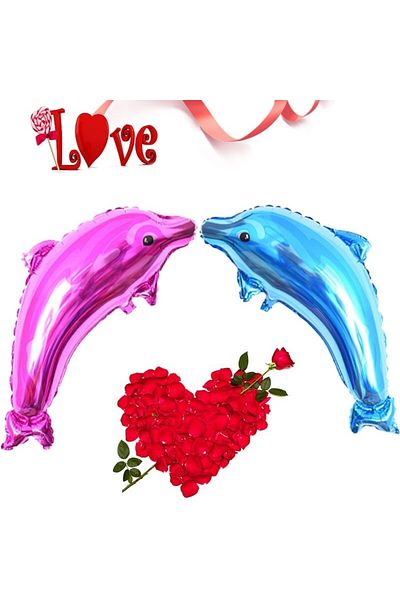 ELGALA Balloon Dolphin Shaped Foil Balloon Blue Color
