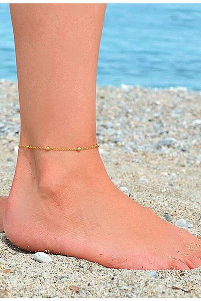 BİJUTERİ EVİ Women's Anklet with Ball Chain