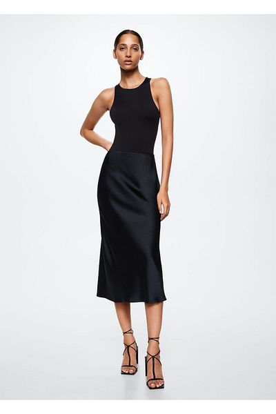 MANGO Woman Fustă midi din Satin