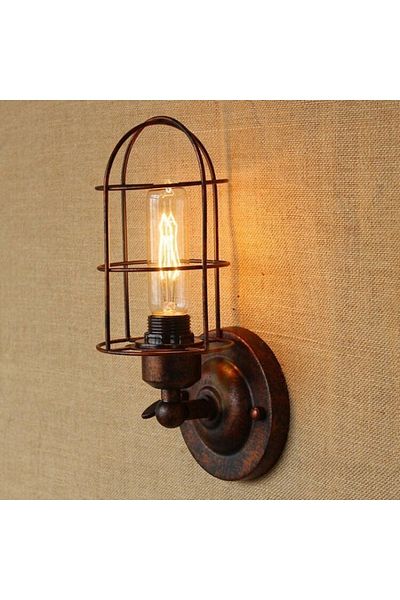 RİOLİGHT Retro Copper Antique Articulated Cage Metal Wall Sconce