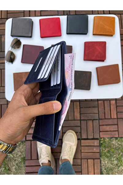 DERKON Ola Vintage Leather Navy Blue Wallet