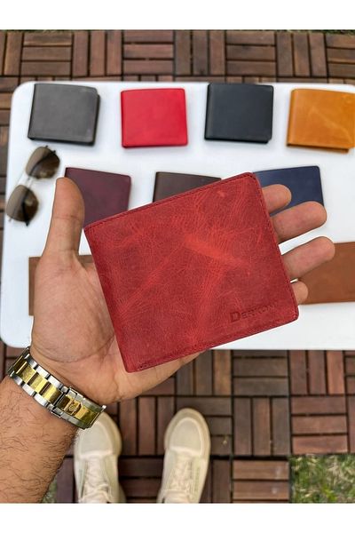DERKON Ola Vintage Leather Tiguan Red Wallet