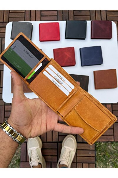 DERKON Ola Vintage Deri Sarı Cüzdan