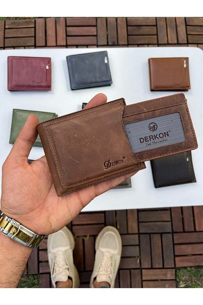 DERKON Noyi Vintage Tan Wallet with Internal Removal