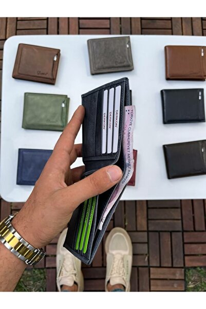 DERKON Noyi Vintage Leather Ice Blue Wallet with Internal Removal