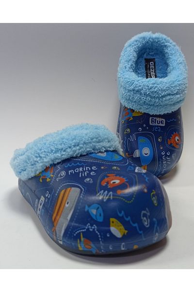 GEZER Γούνα εσωτερικά και Eva Boys Outside Home School and Street Slippers Blue