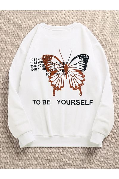 Mad&Calf Γυναικεία φούτερ με στάμπα πεταλούδας oversize