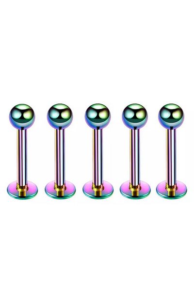 Jaida Moda Unisex Steel Hologram Set of 5 Tragus Helix Piercing