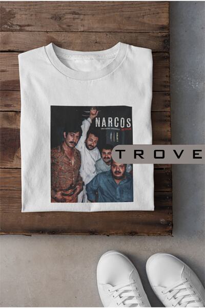 TROVE Unisex Femei Bărbați Narcos Kolpaçino 100% bumbac imprimat tricou alb n...