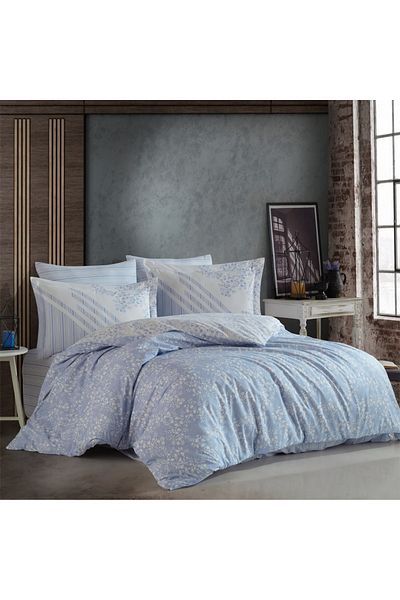 Hobby Romance Blue - Poplin Single Duvet Cover Set