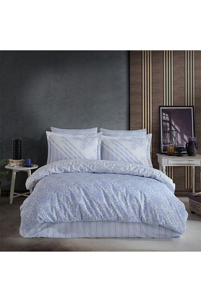 Hobby Romance Blue - Poplin Single Duvet Cover Set