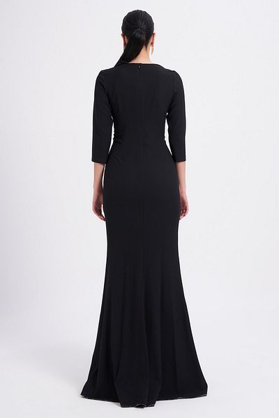 Balizza Blz-Half Sleeve Front Accessory Evening Dress