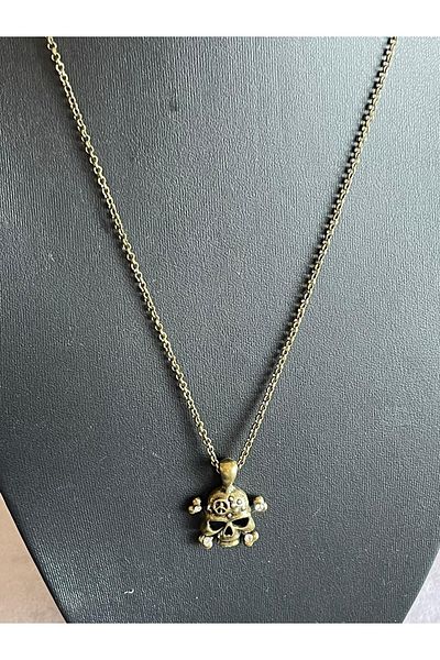 Gönülden Tasarım Special Design Zircon Stone Skull Bronze Necklace