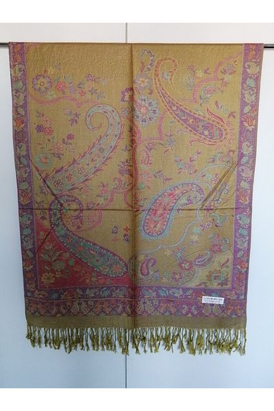 Butik Tülin Unisex Authentic Acrylic Multi-Colored Patterned Soild Textured Tasseled Soft Shawl Made in India