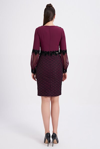 Balizza Kolları Ve Yakası Güpür Detaylı Elbise