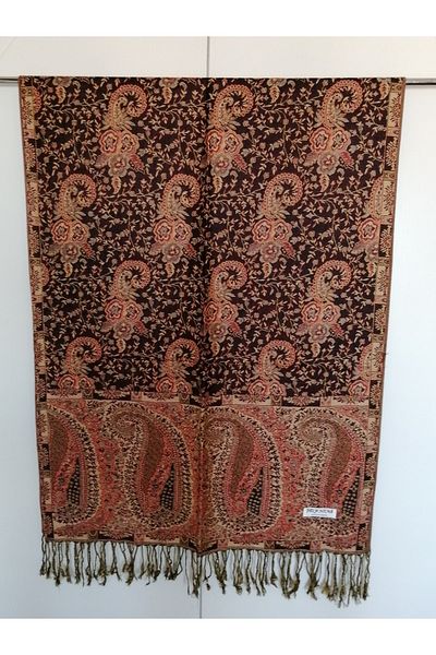 Butik Tülin Unisex Authentic Viscous Multicolor Patterned Soild Textured Tasseled Soft Shawl Made in India
