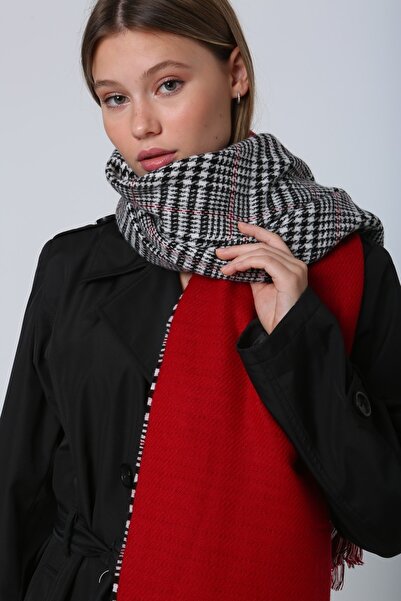 BALIENTE Double Sided Red Houndstooth Women's Shawl