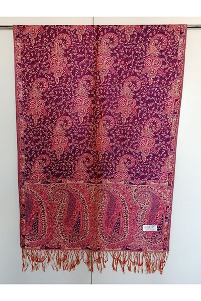 Butik Tülin Unisex Authentic Viscous Multicolor Patterned Soild Textured Tasseled Soft Shawl Made in India