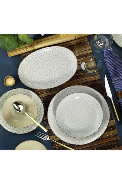 İkram Dünyası Kutahya Porcelain Nanapor895033 Pattern 21 cm Cake Plate 3 Pieces