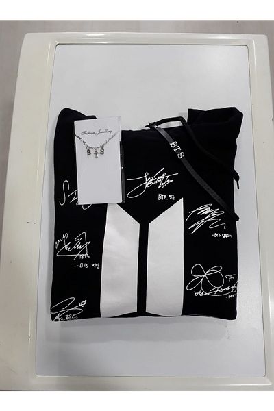GC GÖKHAN CLUB Bts Oversize Унисекс Суитшърт Колие Гривна Комбинация от 3 Части