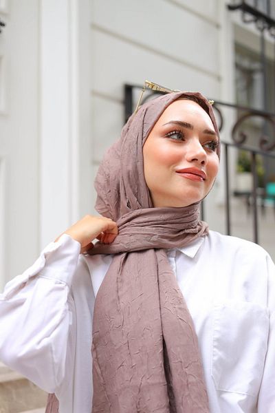 Aksesuar Bamboo Crash Shawl Hijab Coffee with Milk