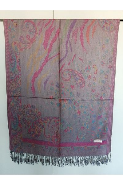 Butik Tülin Unisex Authentic Acrylic Multi-Colored Patterned Soild Textured Tasseled Soft Shawl Made in India