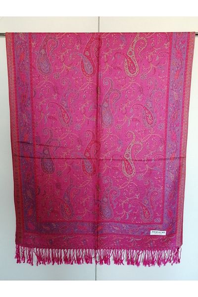 Butik Tülin Unisex Authentic Acrylic Multi-Colored Patterned Soild Textured Tasseled Soft Shawl Made in India