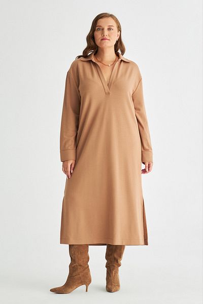 LUOKK Φόρεμα Carmen Άνετο Πόλο Λαιμόκοψη Plus Size Midi