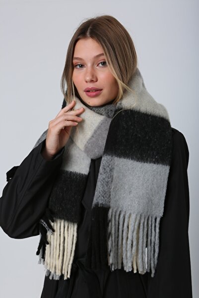 MARBERRY Χοντρό Μαύρο Σάλι Ώμου - Γυναικείο Φουλάρι