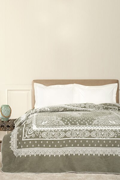 Karaca Home Evelina Green Double Cotton Blanket