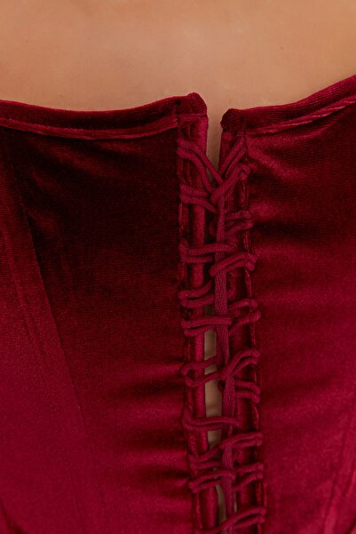 Trendyol Collection Burgundy Front Tie Detailed Bustier TPRAW23BS00014