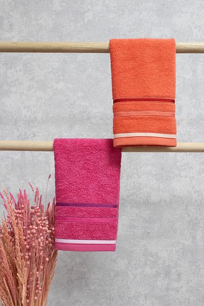 Class Pink - Orange 100% Cotton 2-Piece 30 X 50 Cm Kitchen Towels V2