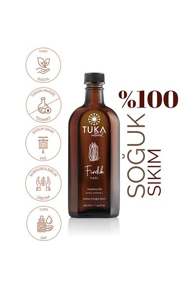 TUKA NATURAL زيت البندق العضوي 100 مل - معصور على البارد