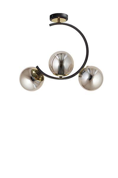 MŞ Aydınlatma Sesa Black Plafonier Chandelier with 3 Smoked Lamps